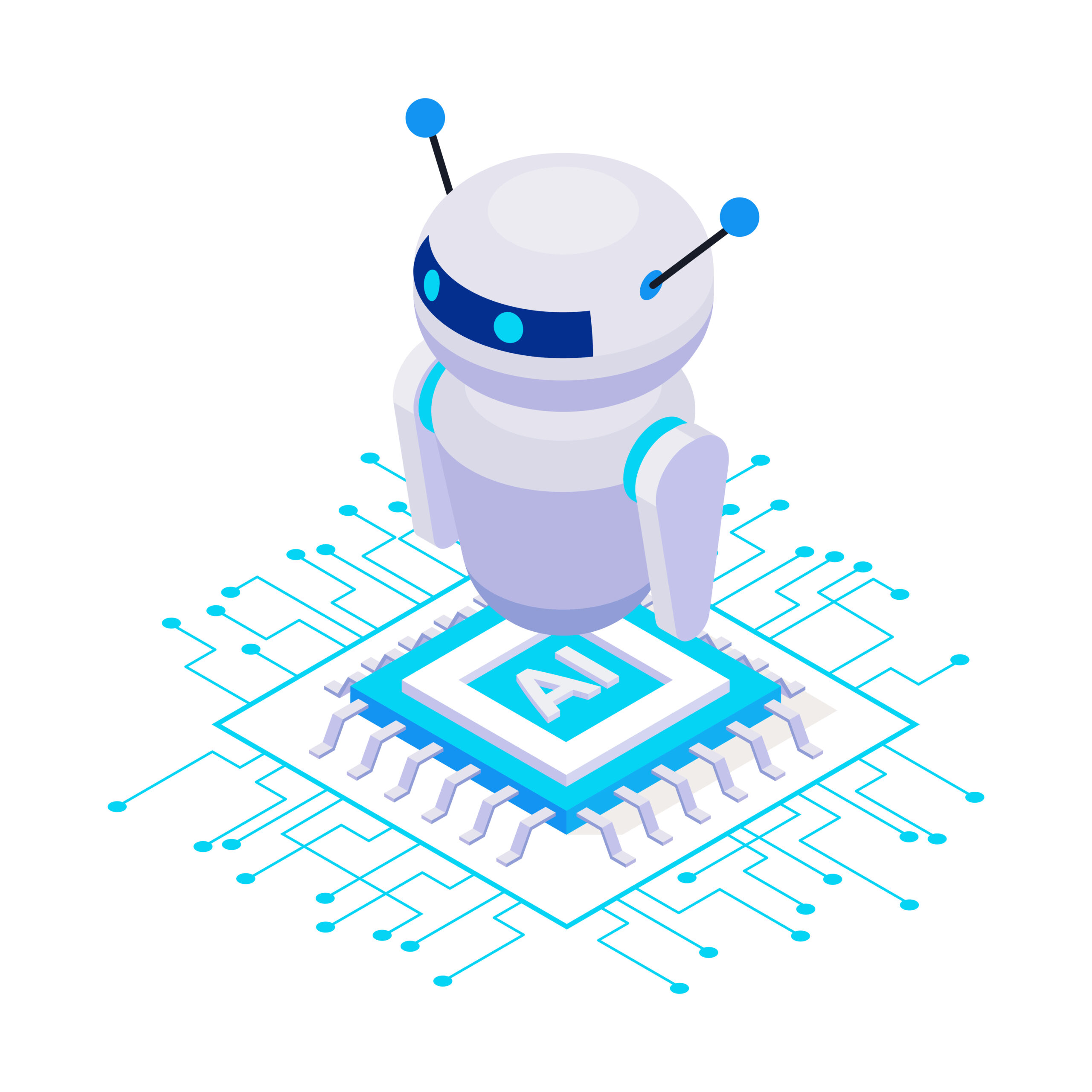 Comprehensive guide to Chat GPT - Cute artificial intelligence robot isometric icon on white background 3d vector illustration